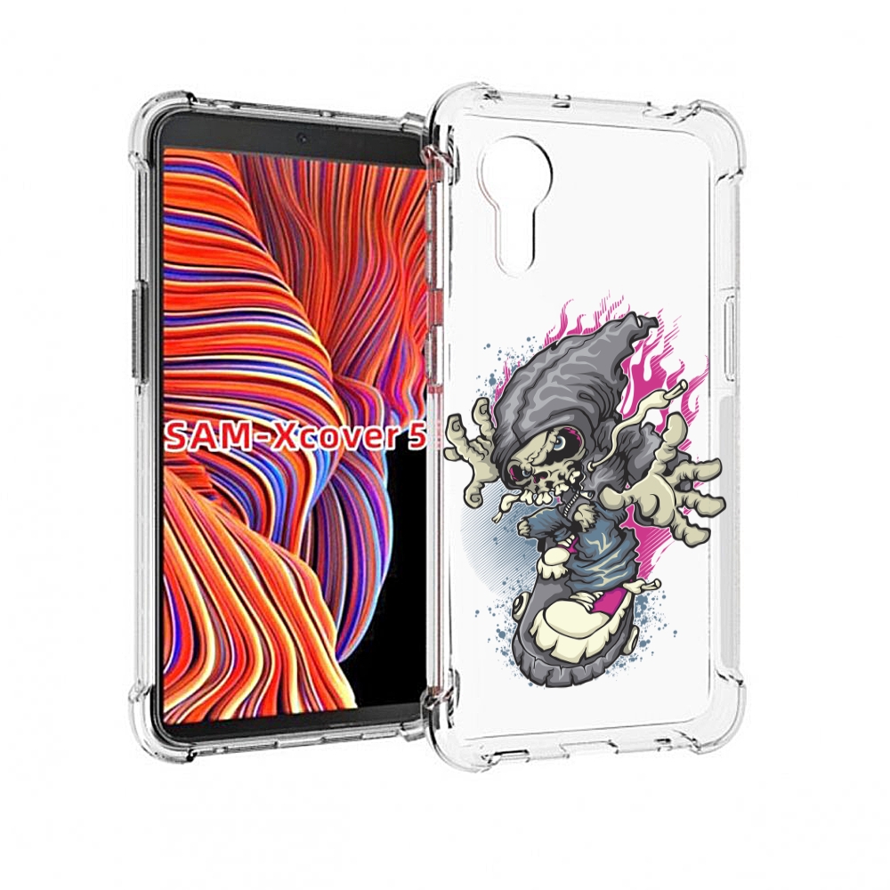 Чехол MyPads нарисованный скелет на скейт борде для Samsung Galaxy Xcover 5