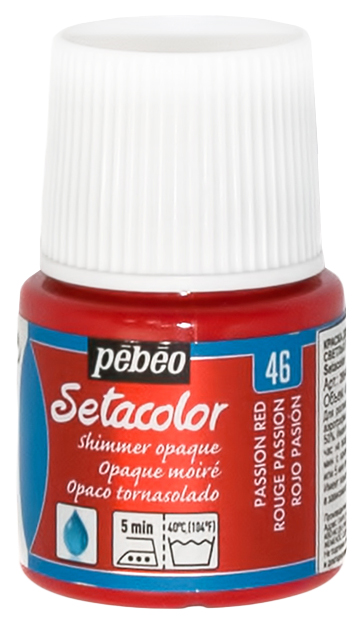 фото Краска pebeo setacolor для темных и светлых тканей мерцающая страстный красный 45 мл