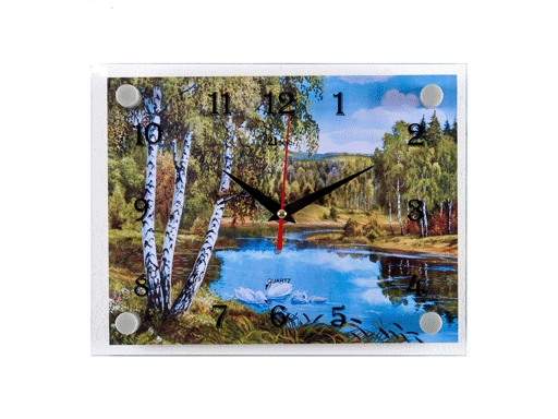 фото Часы настенные рубин "21 век""лебеди в лесном озере" 2026-489