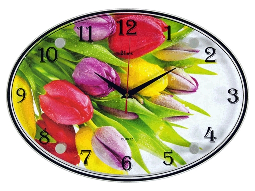 фото Часы настенные рубин "21 век"2434-834 "букет разноцветных тюльпанов"