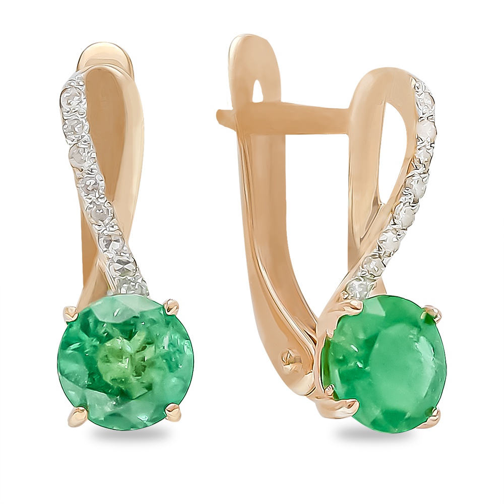 

Серьги из красного золота 585Gold 102007110, изумруд/бриллиант, 102007110