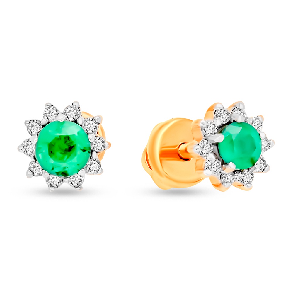 

Серьги пусеты из красного золота 585Gold 102004896, изумруд/бриллиант, 102004896