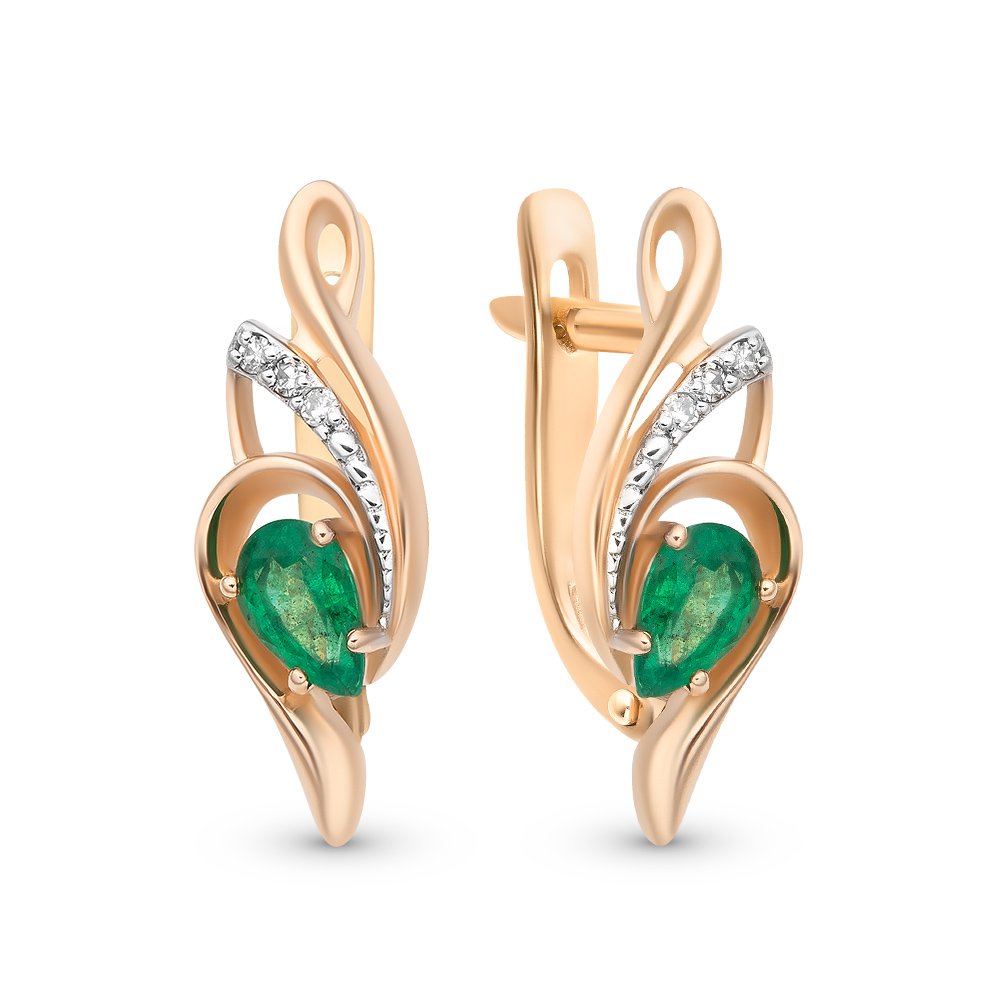 

Серьги из красного золота 585Gold 102006445, изумруд/бриллиант, 102006445