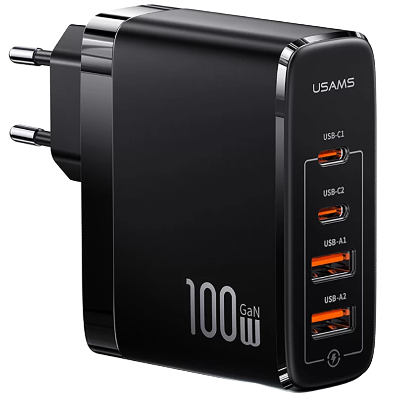 

Сетевой адаптер USAMS US-CC145 T44 100W GaN Чёрный CC145TC01, CC145TC01