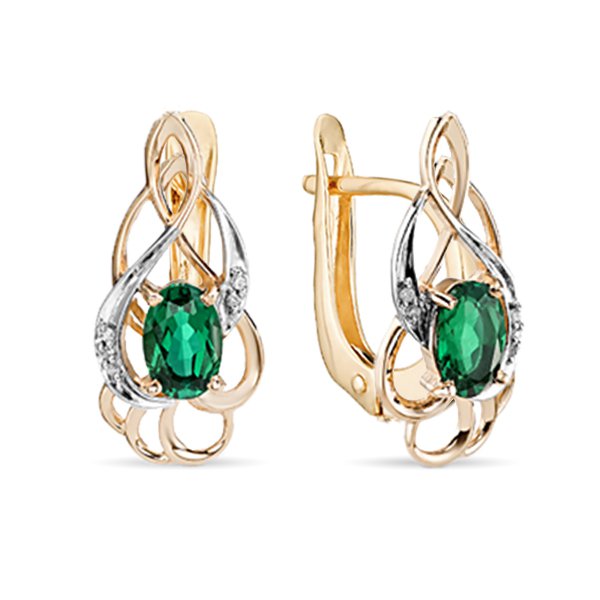 

Серьги из красного золота с изумрудом, бриллиантом 585Gold 102005941, 102005941