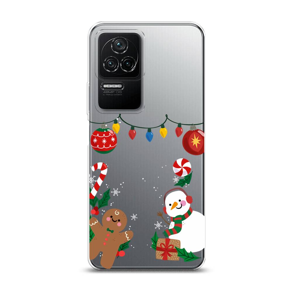 

Чехол на Xiaomi Poco F4 "Новогоднее настроение", Коричневый;красный;зеленый, 314650-5