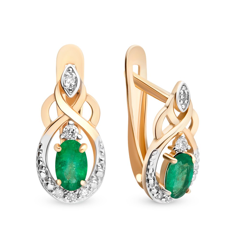 

Серьги из красного золота 585Gold 102005023, изумруд/бриллиант, 102005023