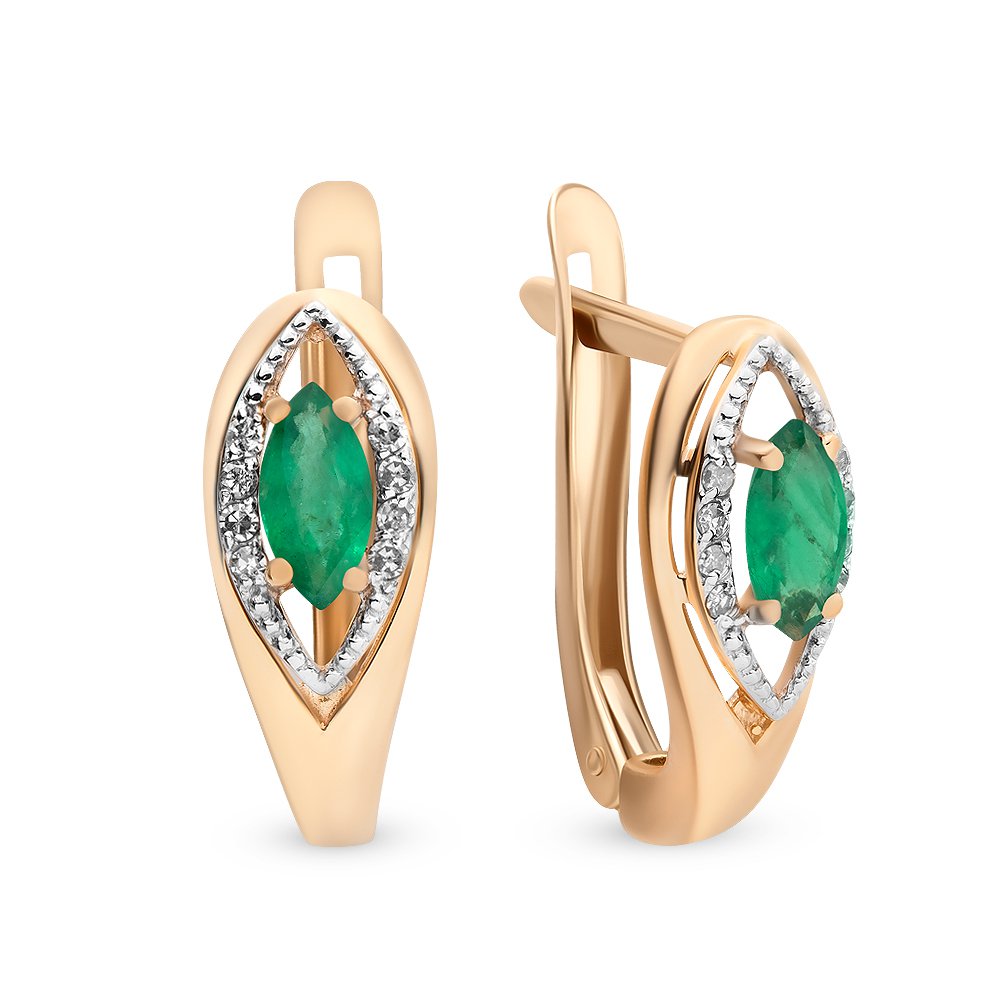 

Серьги из красного золота 585Gold 102004827, изумруд/бриллиант, 102004827