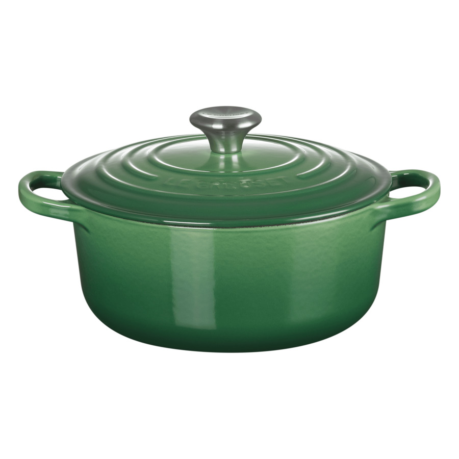 фото Кастрюля le creuset cast iron - signature 20 см, стальная ручка, чугун, зеленый бамбук