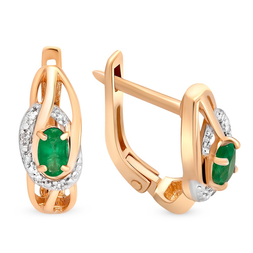 

Серьги из красного золота с изумрудом, бриллиантом 585Gold 102004834, 102004834
