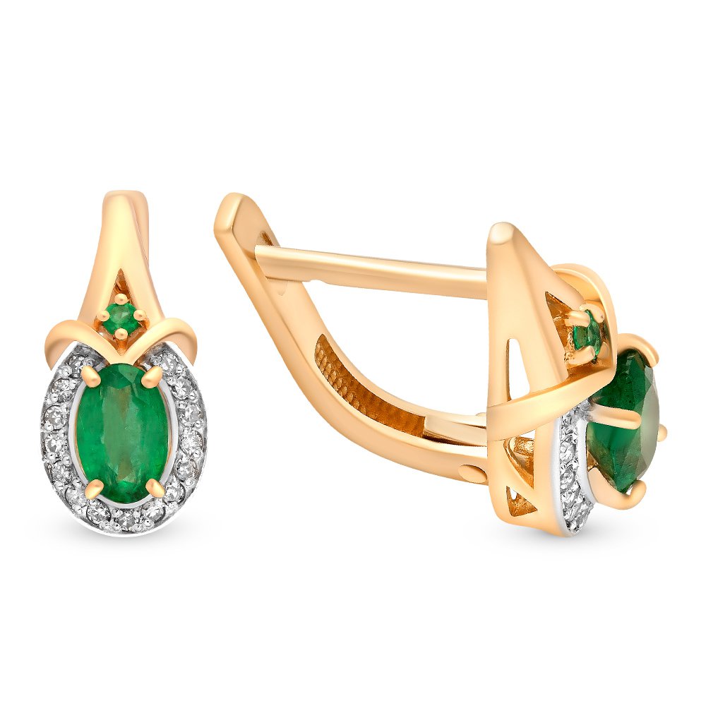 

Серьги из красного золота с изумрудом, бриллиантом 585Gold 102004776, 102004776