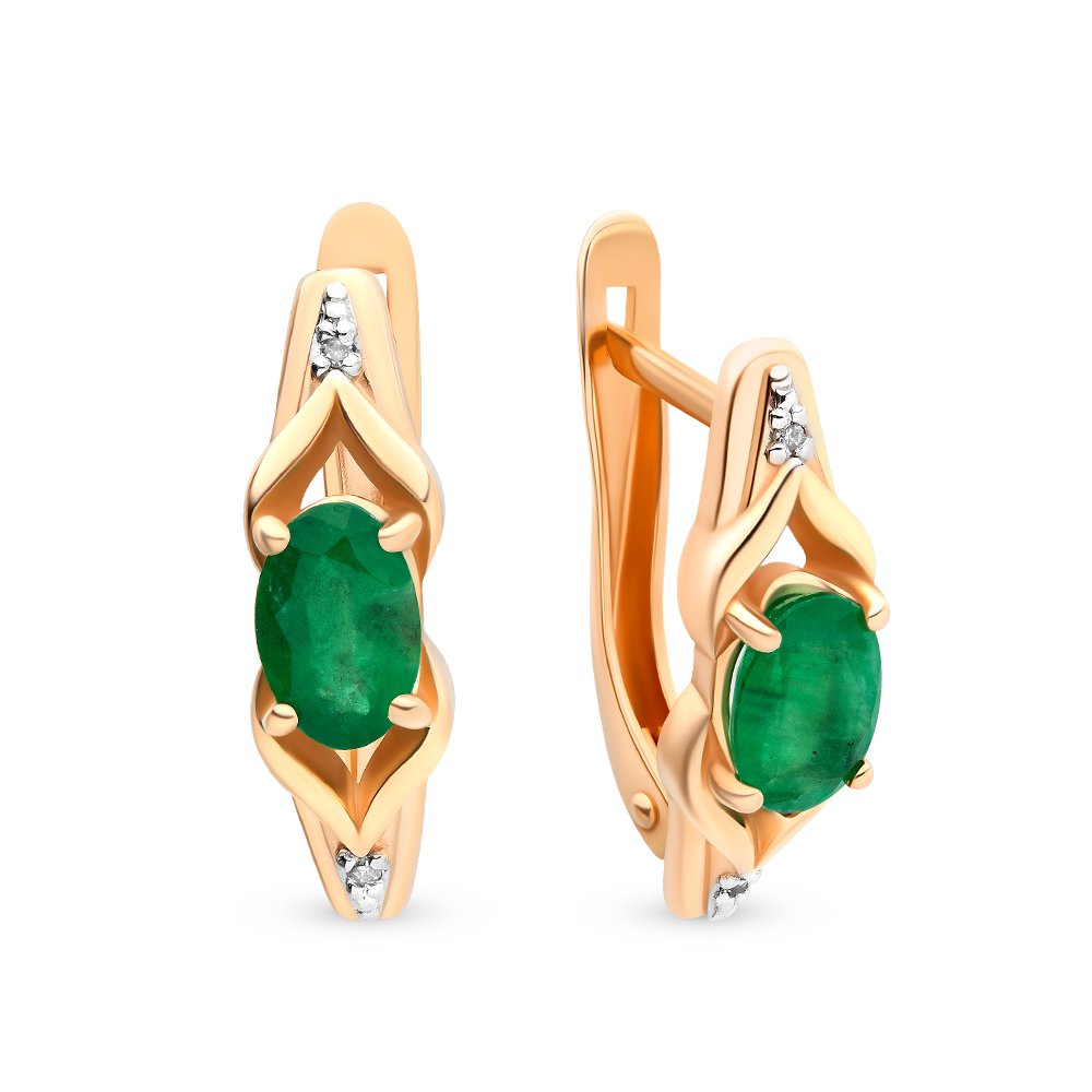 

Серьги из красного золота 585Gold 102004757, изумруд/бриллиант, 102004757