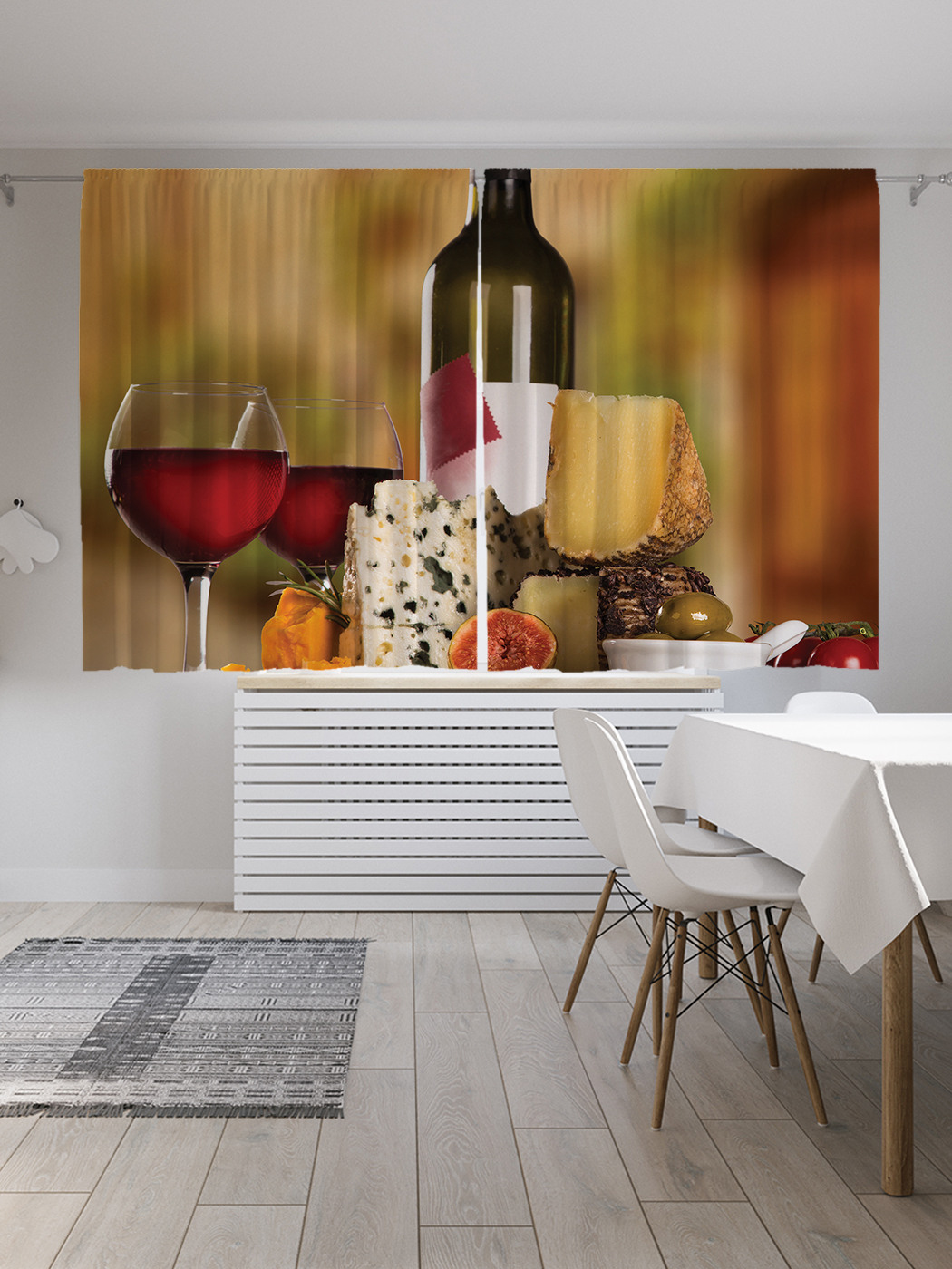 

Шторы с фотопечатью JoyArty "Вино к сырам" из сатена, 290х180 см