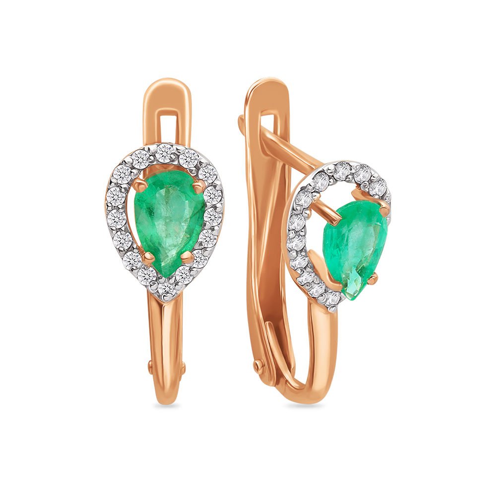 

Серьги из красного золота с изумрудом, бриллиантом 585Gold 102004649, 102004649