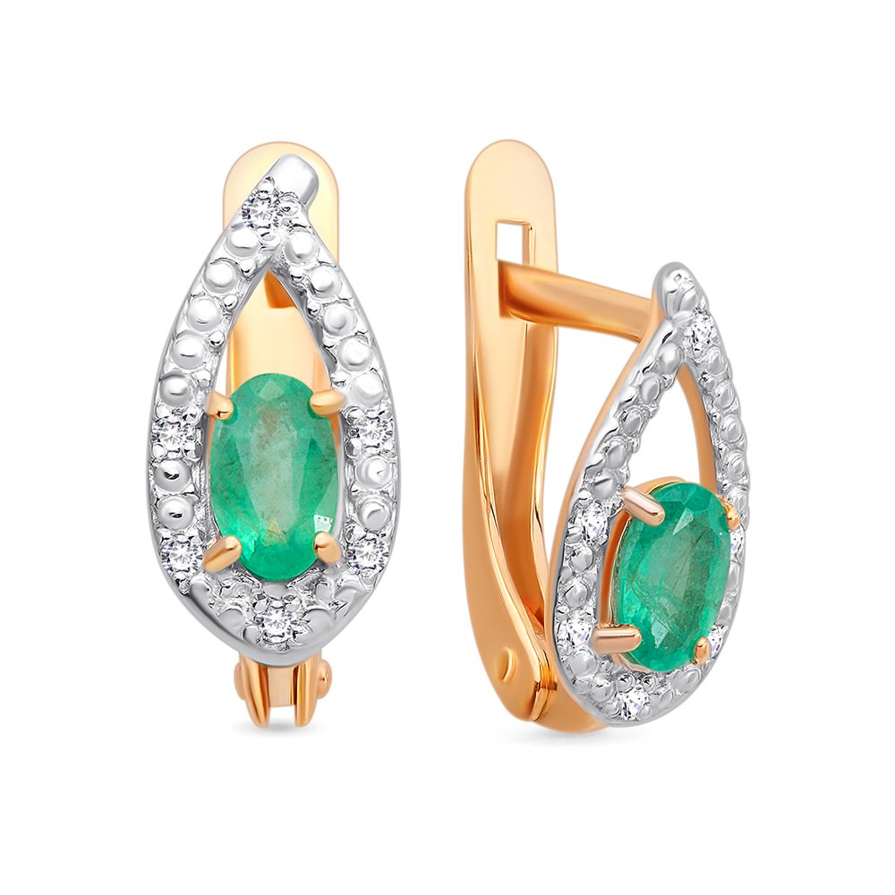 

Серьги из красного золота 585Gold 102006516, изумруд/бриллиант, 102006516