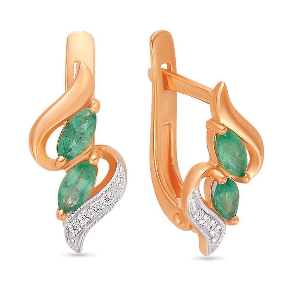 

Серьги из красного золота с изумрудом, бриллиантом 585Gold 102003906, 102003906
