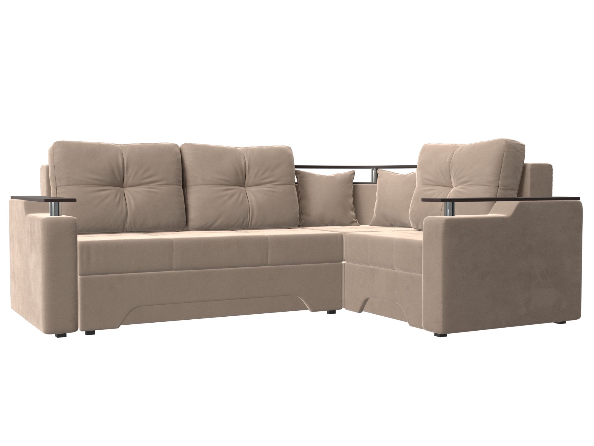 

Диван угловой Хит Диванов Комфорт правый велюр, еврокнижка, бежевый, 10011455