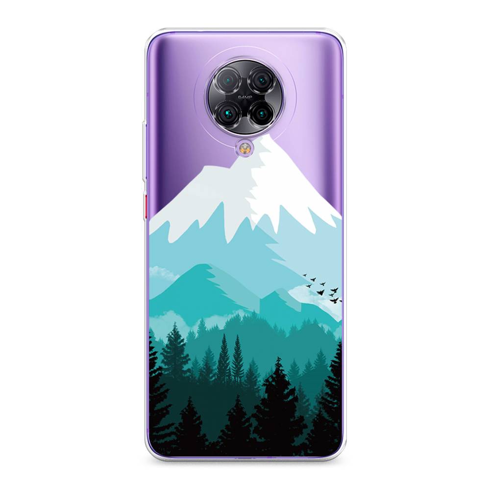 

Чехол на Xiaomi Poco F2 Pro "Синяя снежная гора", Белый;голубой, 37050-2