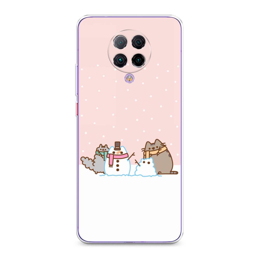 

Чехол на Xiaomi Poco F2 Pro "Котики в снегу", Розовый;белый;серый, 37050-5
