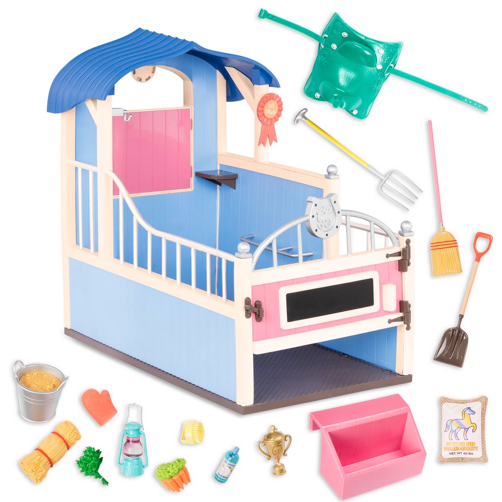 Игровой набор Glitter Girls Конюшня для лошадей и жеребят с аксессуарами; большая