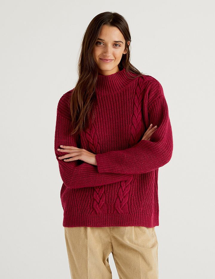 

Свитер женский United Colors of Benetton 21A_108YD2562 розовый S, 21A_108YD2562