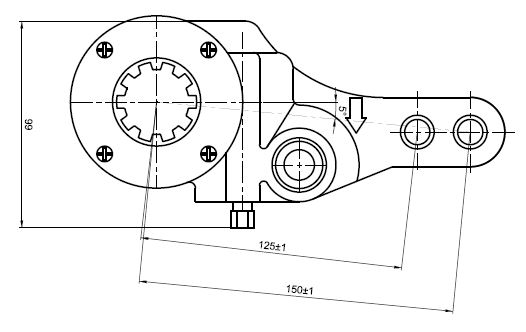 Рычаг тормоза регулировочный механический (трещотка) для автомобилей МАЗ задний левый (эво