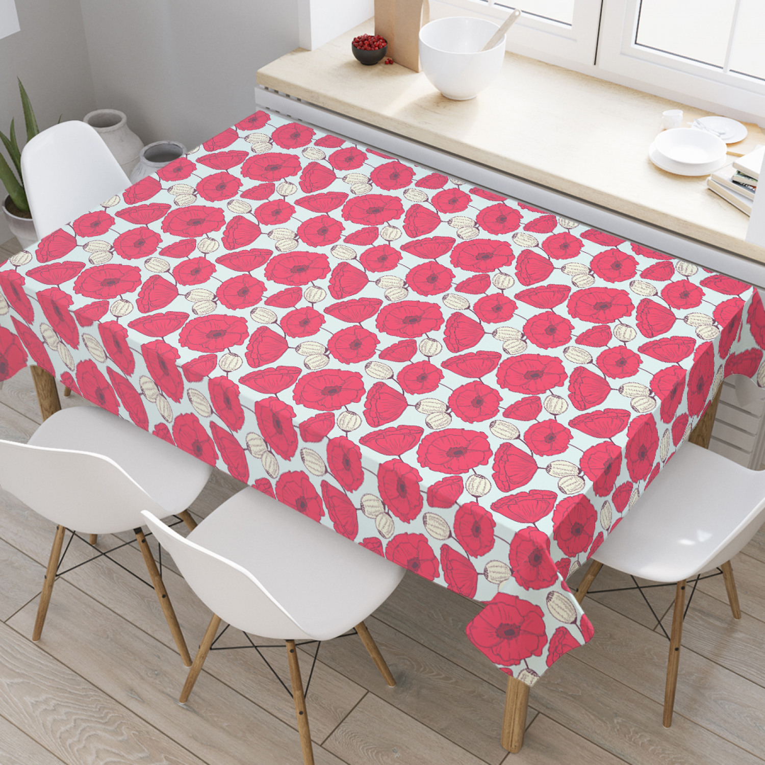 

Скатерть прямоугольная JoyArty "Маковые цветы и бутоны" из оксфорда, 180x145см, Красный, Маковые цветы и бутоны
