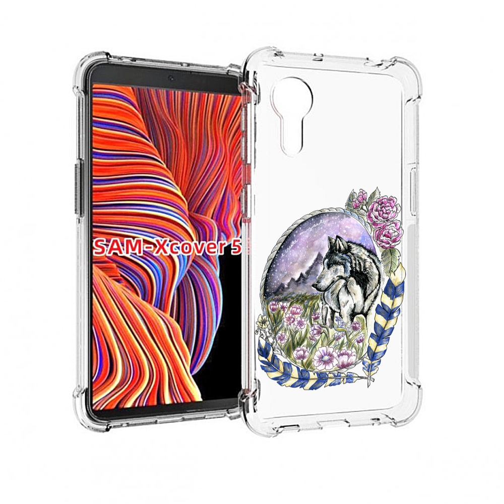 

Чехол MyPads нарисованный волк в цветах с перьями для Samsung Galaxy Xcover 5, Прозрачный, Tocco