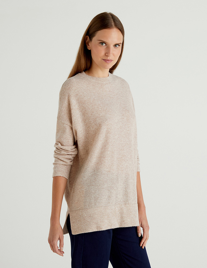 

Джемпер женский United Colors of Benetton 21A_1044D1005 бежевый L, 21A_1044D1005