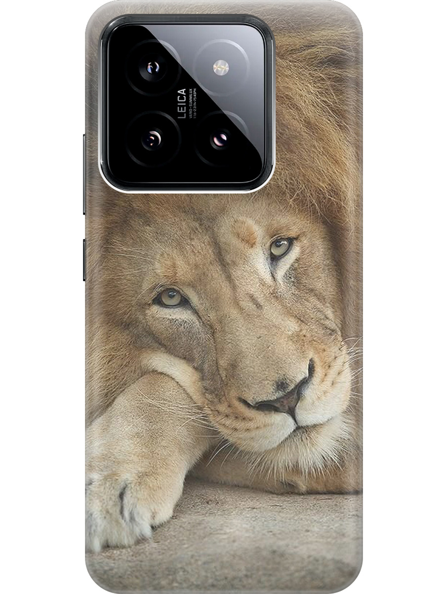 

Силиконовый чехол на Xiaomi 14 с рисунком "Спокойный лев", Желтый;оранжевый, 20012082