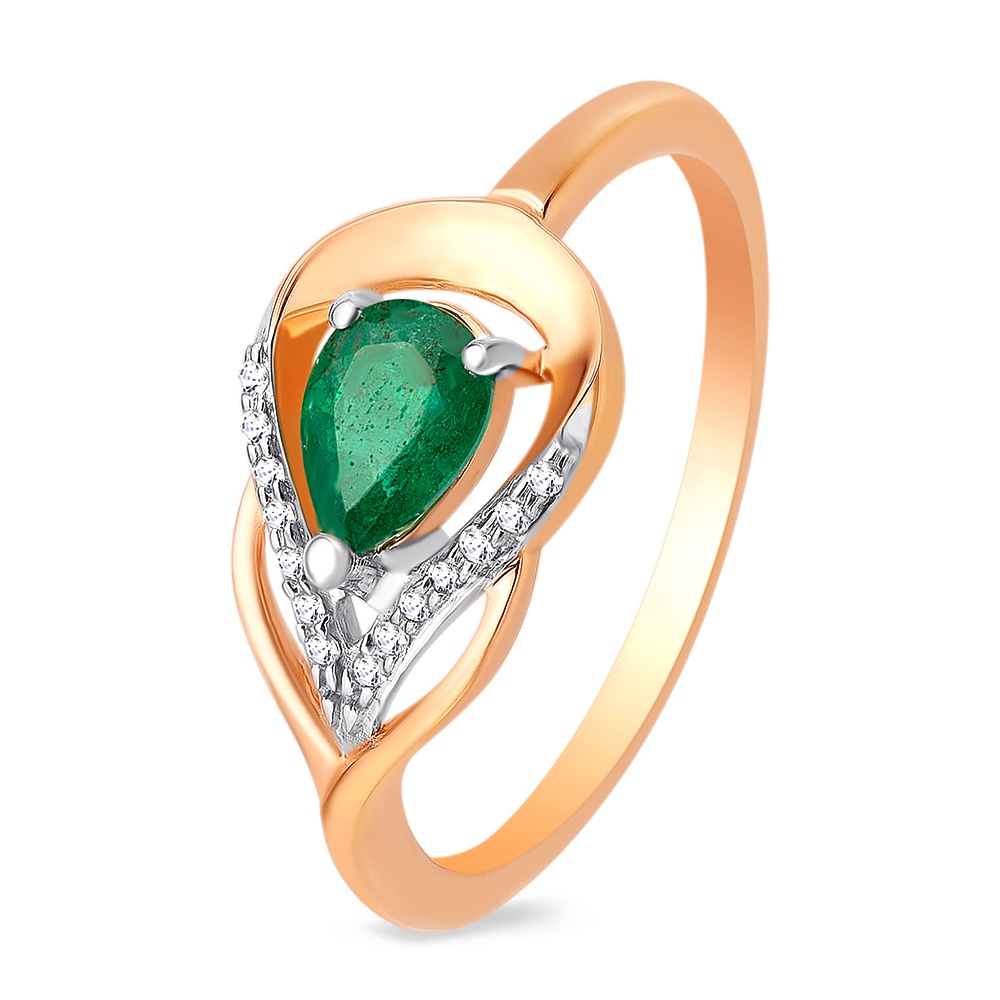 

Кольцо женское из красного золота с изумрудом, бриллиантом 585Gold 101011571, р. 19, 101011571