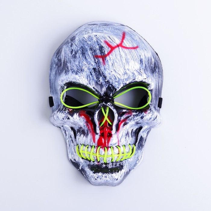 Карнавальная маска «Череп», световая карнавальная маска череп с рогами