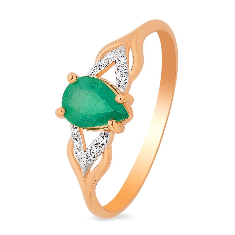 

Кольцо женское из красного золота с изумрудом, бриллиантом 585Gold 101011096, р. 19, 101011096