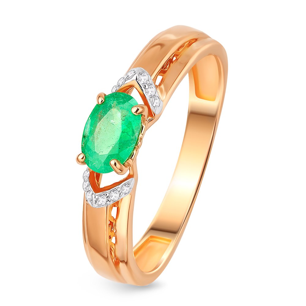 

Кольцо женское из красного золота с изумрудом, бриллиантом 585Gold 101011088, р, 101011088