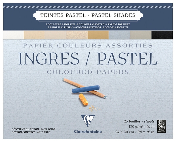 

Альбом для рисования Clairefontaine 25 листов, 240x300 мм, Ingres, 130 г/м2, верже