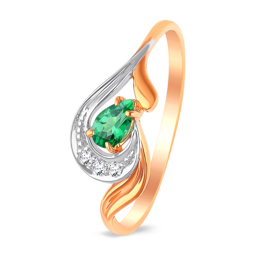 

Кольцо женское из красного золота с изумрудом, бриллиантом 585Gold 101011147, р. 17, 101011147