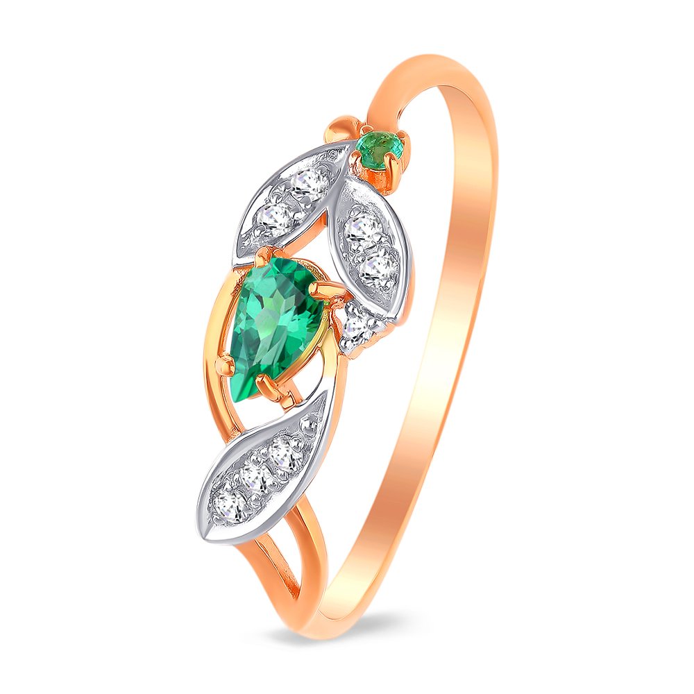 

Кольцо женское из красного золота с изумрудом, бриллиантом 585Gold 101011142, р, 101011142