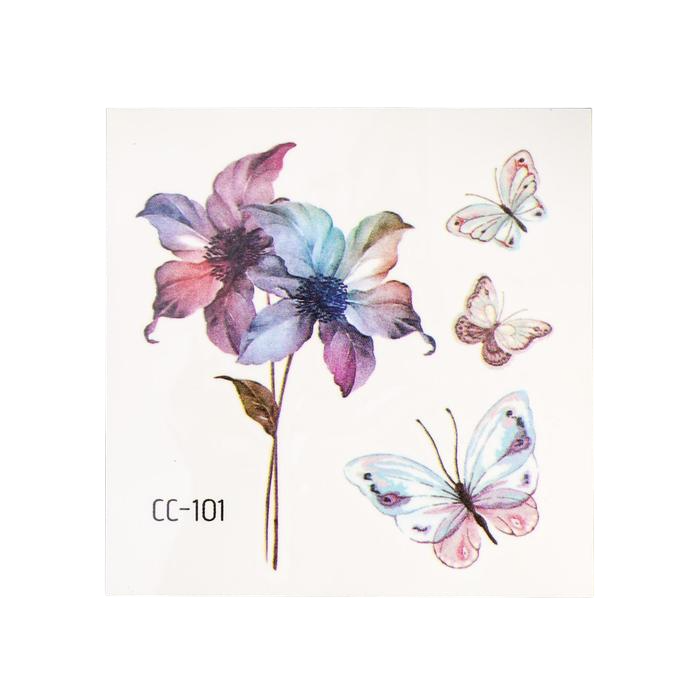 Татуировка на тело Дарите Счастье Акварельные цветы и бабочки, 6х6 см. 2 шт. пушистое счастье ы 28 46 см нейлон застежка фастекс с поводком 2 м
