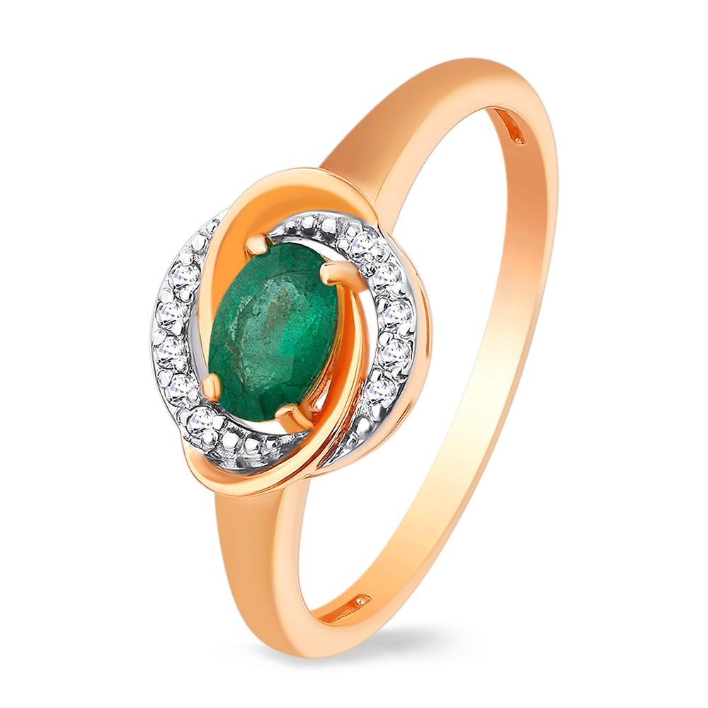 

Кольцо женское из красного золота с изумрудом, бриллиантом 585Gold 101011045, р. 17,5, 101011045