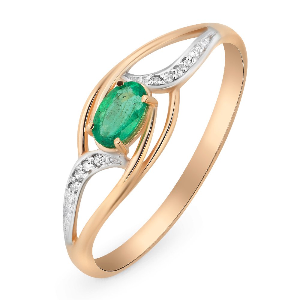 

Кольцо женское из красного золота с изумрудом, бриллиантом 585Gold 101010944, р, 101010944