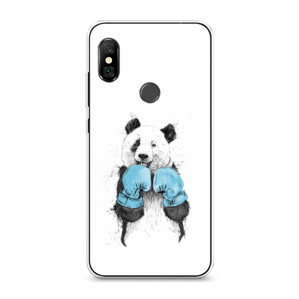 

Чехол на Xiaomi Redmi Note 6 Pro "Панда боксер", Голубой;белый;серый, 34650-1