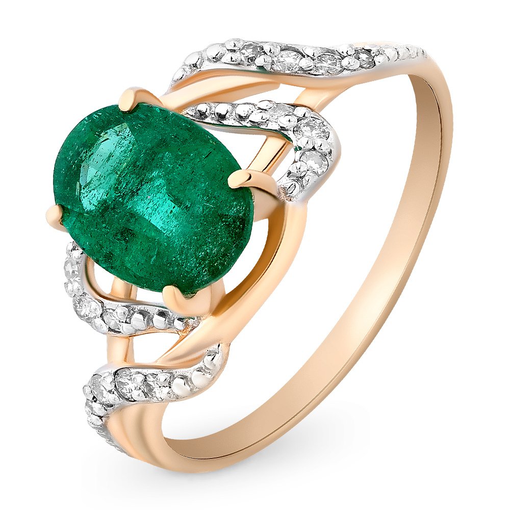 

Кольцо женское из красного золота с изумрудом, бриллиантом 585Gold 101010724, р, 101010724
