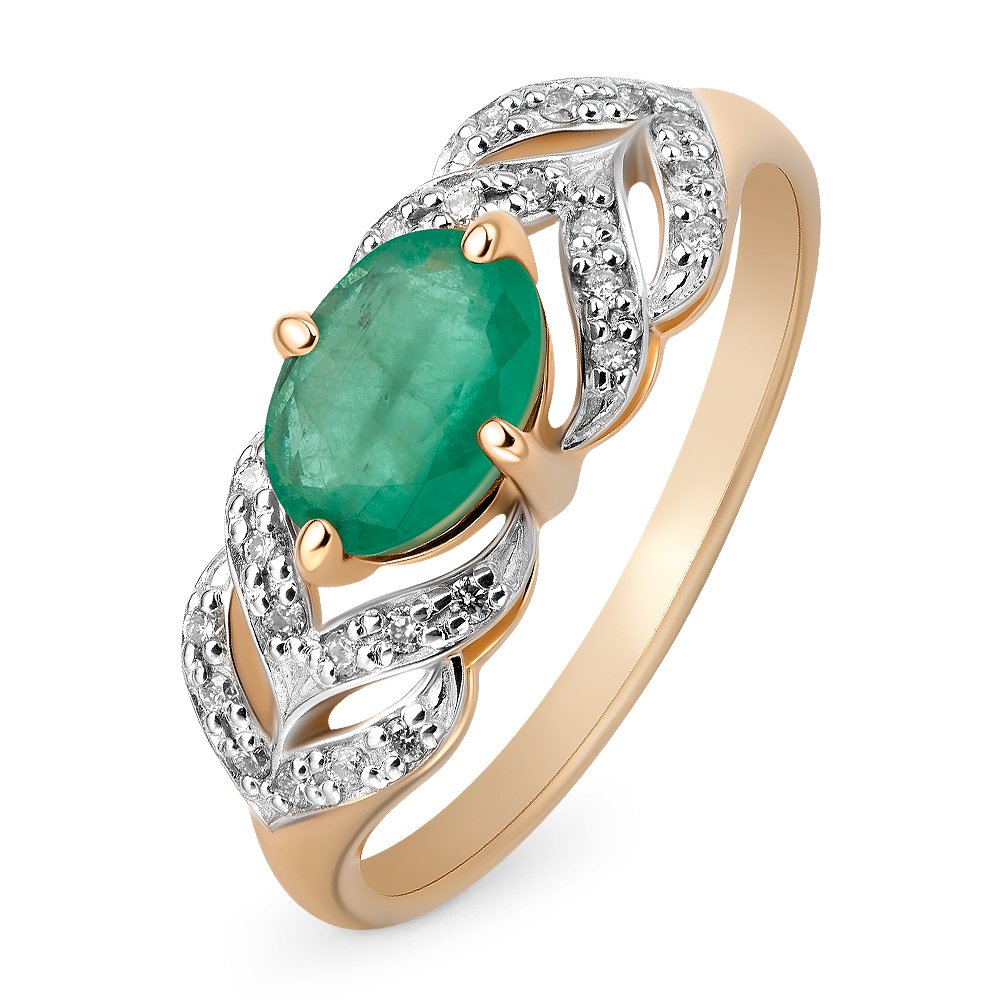 

Кольцо женское из красного золота с изумрудом, бриллиантом 585Gold 101013556, р, 101013556