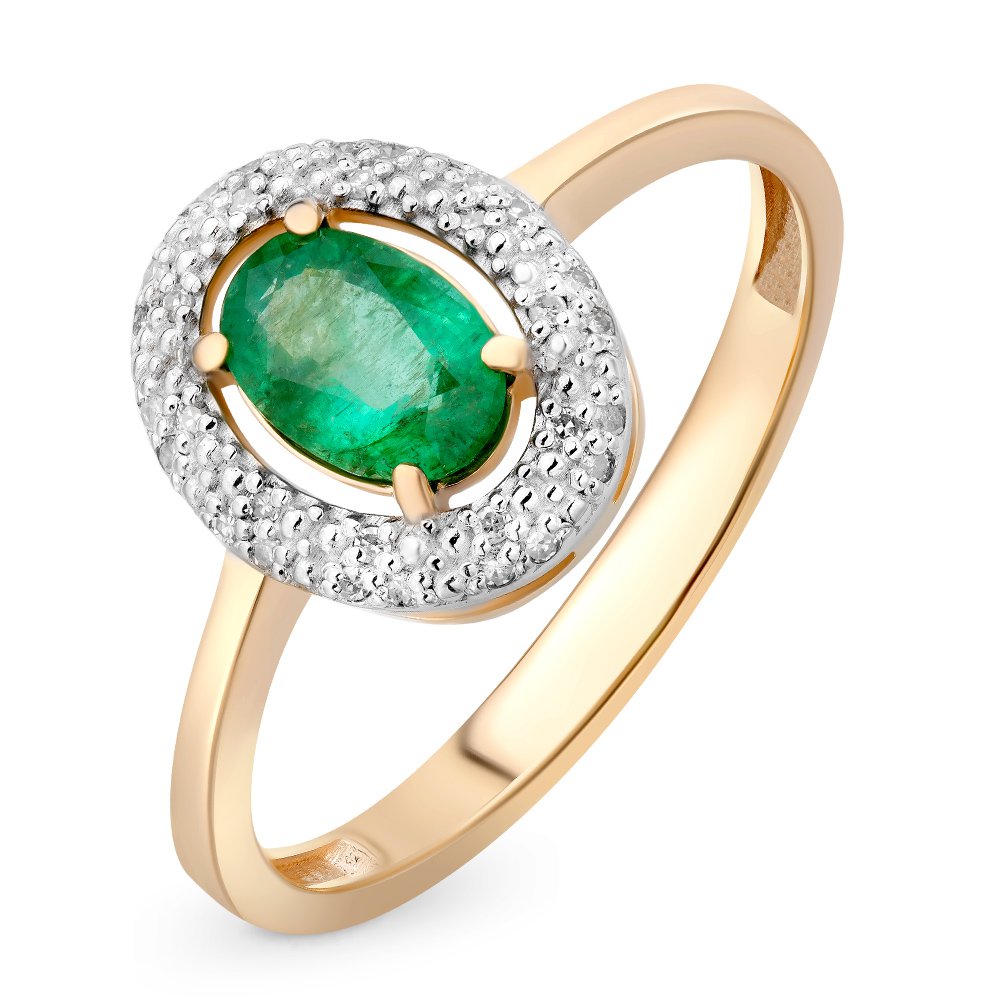 

Кольцо женское из красного золота с изумрудом, бриллиантом 585Gold 101010713, р. 19, 101010713