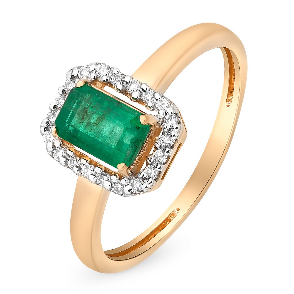 

Кольцо женское из красного золота с изумрудом, бриллиантом 585Gold 101010626, р. 19, 101010626