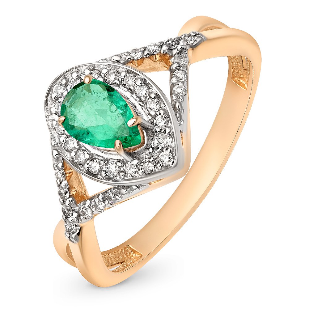 

Кольцо женское из красного золота с изумрудом, бриллиантом 585Gold 101013561, р. 19, 101013561