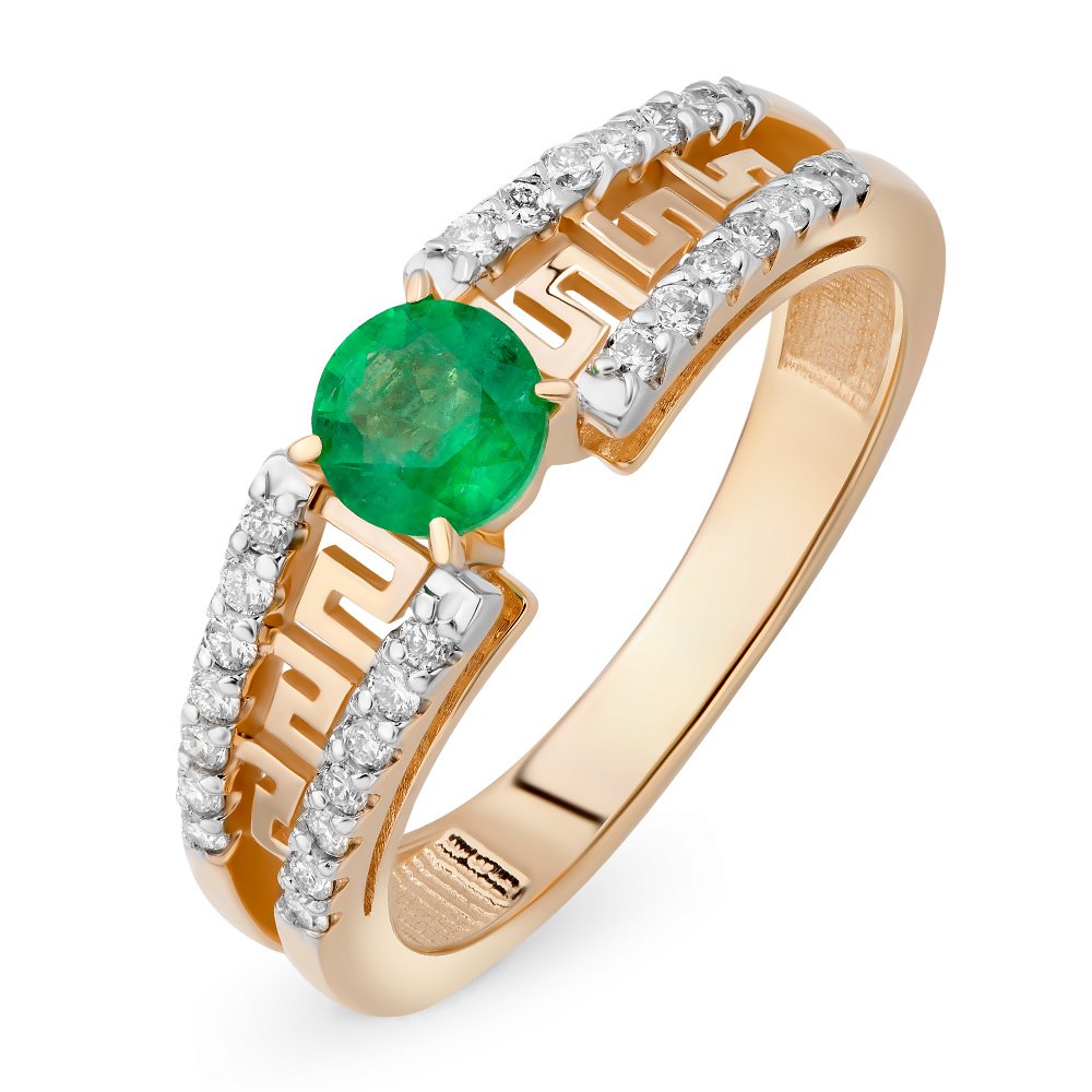 

Кольцо женское из красного золота с изумрудом, бриллиантом 585Gold 101010519, р. 18, 101010519