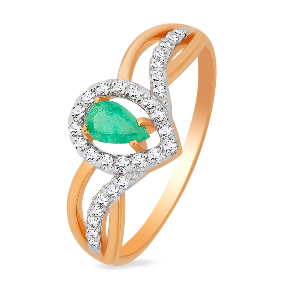 

Кольцо женское из красного золота с изумрудом, бриллиантом 585Gold 101010048, р. 18,5, 101010048
