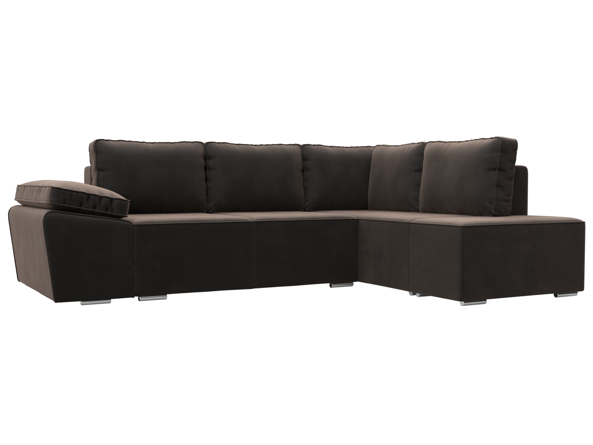 

Диван угловой Хит Диванов Хьюго правый велюр, еврокнижка, коричневый, 10040355