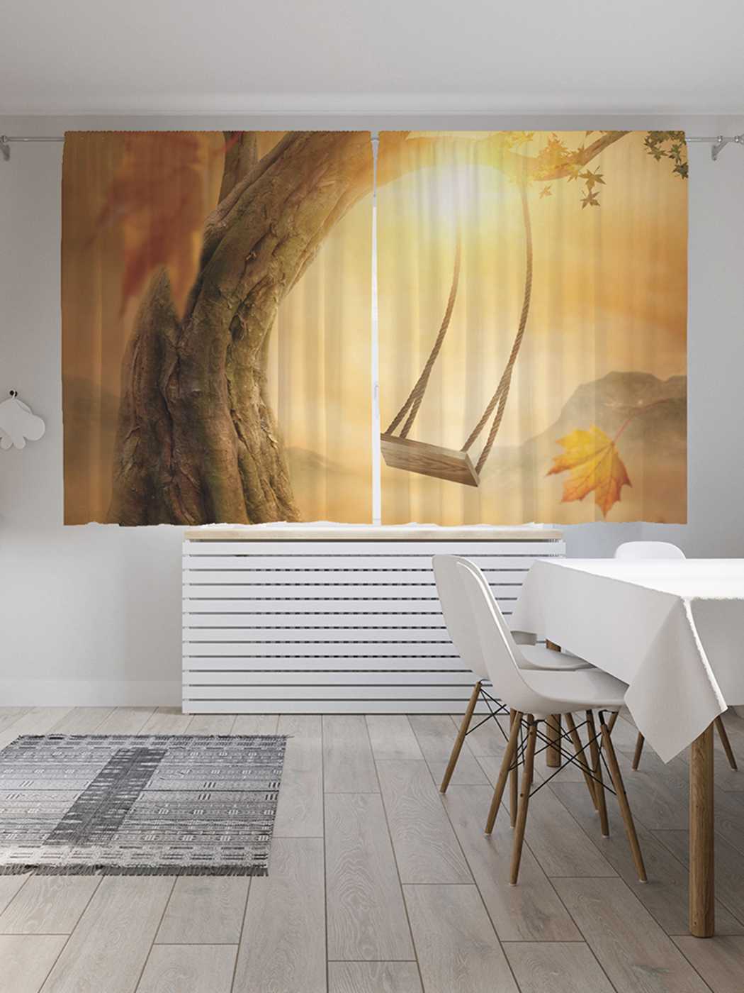 фото Шторы с фотопечатью joyarty "призрачные качели" из сатена, 290х180 см